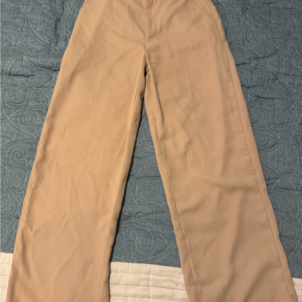 SHEIN Tan Wide Leg Pants High Waisted